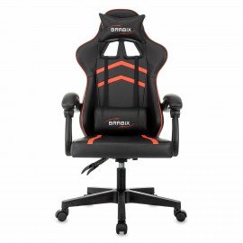Кресло компьютерное BRABIX "Shooter GM-123", 2 подушки, экокожа, черное/красное, 533190