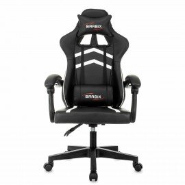 Кресло компьютерное BRABIX "Shooter GM-123", 2 подушки, экокожа, черное/белое, 533191