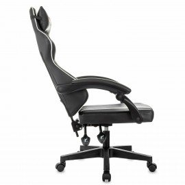 Кресло компьютерное BRABIX "Shooter GM-123", 2 подушки, экокожа, черное/белое, 533191