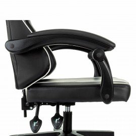 Кресло компьютерное BRABIX "Shooter GM-123", 2 подушки, экокожа, черное/белое, 533191