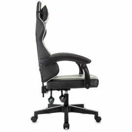 Кресло компьютерное BRABIX "Shooter GM-123", 2 подушки, экокожа, черное/белое, 533191