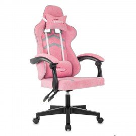 Кресло компьютерное BRABIX ''Shooter GM-123'', 2 подушки, ткань, розовое/серое, 533213