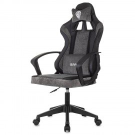 Кресло компьютерное BRABIX ''Forcer GM-127'', 2 подушки, экокожа/велюр, черное/серое, 533216