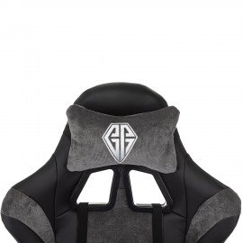 Кресло компьютерное BRABIX ''Forcer GM-127'', 2 подушки, экокожа/велюр, черное/серое, 533216