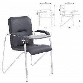 Кресло со столом BRABIX "Samba CF-108 BOX-2", хром каркас, кожзам черный, разобрано, 533218