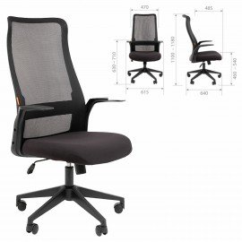 Кресло офисное Chairman CH 573, сетка/ткань, черное, ш/к 53342, 7134740