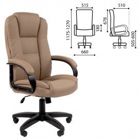 Кресло офисное Chairman CH 600 LT, экокожа, бежевое, ш/к 61743, 7158660