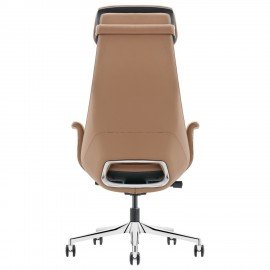 Кресло HAWASAN PREMIUM EX-840 STELLAR, синхромеханизм, алюминий, экокожа, коричневое, 533242