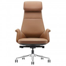 Кресло HAWASAN PREMIUM EX-840 STELLAR, синхромеханизм, алюминий, экокожа, коричневое, 533242