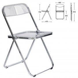 Стул складной прозрачный BRABIX "Glam CF-020", хромированный каркас, пластик, 533245