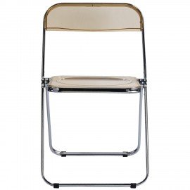 Стул складной прозрачный янтарный BRABIX "Glam CF-020", хромированный каркас, пластик, 533246