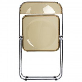 Стул складной прозрачный янтарный BRABIX "Glam CF-020", хромированный каркас, пластик, 533246