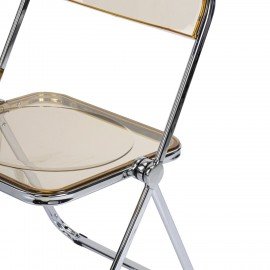 Стул складной прозрачный янтарный BRABIX "Glam CF-020", хромированный каркас, пластик, 533246