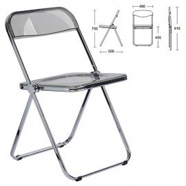 Стул складной прозрачный тонированный BRABIX "Glam CF-020", хромированный каркас, пластик, 533247