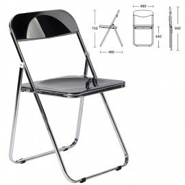 Стул складной глянцевый черный BRABIX "Style CF-015", хромированный каркас, пластик, 533248