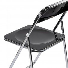 Стул складной глянцевый черный BRABIX "Style CF-015", хромированный каркас, пластик, 533248