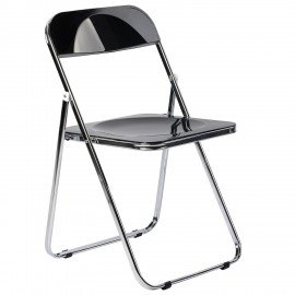 Стул складной глянцевый черный BRABIX "Style CF-015", хромированный каркас, пластик, 533248