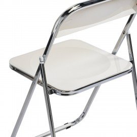 Стул складной глянцевый белый BRABIX "Style CF-015", хромированный каркас, пластик, 533249