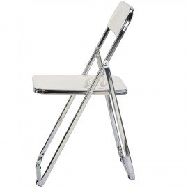 Стул складной глянцевый белый BRABIX "Style CF-015", хромированный каркас, пластик, 533249