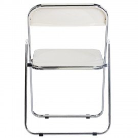 Стул складной глянцевый белый BRABIX "Style CF-015", хромированный каркас, пластик, 533249
