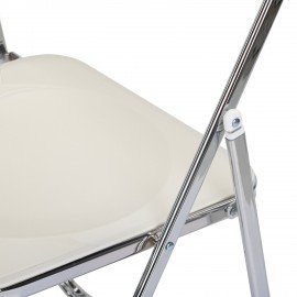 Стул складной глянцевый белый BRABIX "Style CF-015", хромированный каркас, пластик, 533249