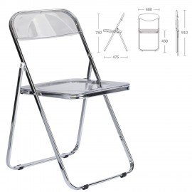 Стул складной прозрачный BRABIX "Style CF-015", хромированный каркас, пластик, 533250