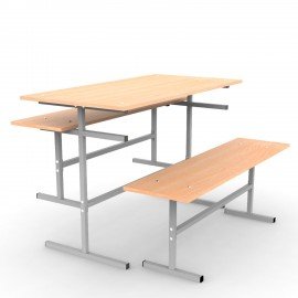 Стол для столовых на 6 мест "ССТ 1500", 1500х600х760 мм, рост 6, каркас металл, ЛДСП, цвет бук