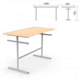 Стол для столовых на 6 мест "ССТ 1500", 1500х600х760 мм, рост 6, каркас металл, ЛДСП, цвет бук