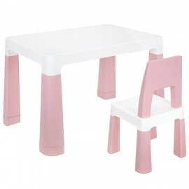 Стол детский + стул BRABIX KIDS CS-003, 2-7 лет, пластик белый + розовый, 533291