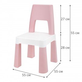 Стол детский + стул BRABIX KIDS CS-003, 2-7 лет, пластик белый + розовый, 533291