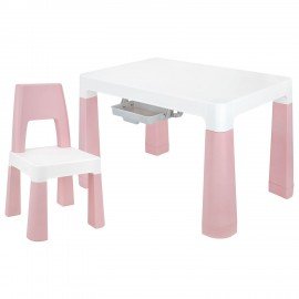 Стол детский + стул BRABIX KIDS CS-003, 2-7 лет, пластик белый + розовый, 533291