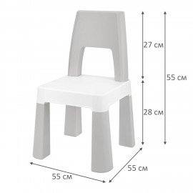 Стол детский + стул BRABIX KIDS CS-003, 2-7 лет, пластик белый + серый, 533292