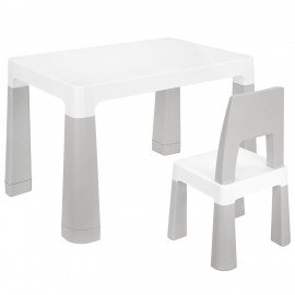 Стол детский + стул BRABIX KIDS CS-003, 2-7 лет, пластик белый + серый, 533292