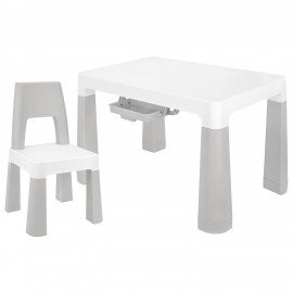Стол детский + стул BRABIX KIDS CS-003, 2-7 лет, пластик белый + серый, 533292