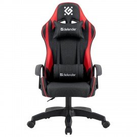 Кресло компьютерное DEFENDER Kraken, 2 подушки, ткань, черное/красное, ш/к 28313, 64677