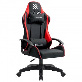 Кресло компьютерное DEFENDER Kraken, 2 подушки, ткань, черное/красное, ш/к 28313, 64677