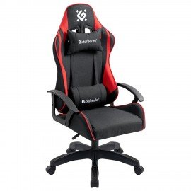 Кресло компьютерное DEFENDER Kraken, 2 подушки, ткань, черное/красное, ш/к 28313, 64677