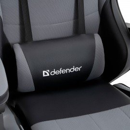 Кресло компьютерное DEFENDER Strider, 2 подушки, ткань/экокожа, черное/серое, ш/к 26715, 64056