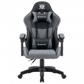 Кресло компьютерное DEFENDER Strider, 2 подушки, ткань/экокожа, черное/серое, ш/к 26715, 64056