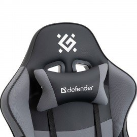 Кресло компьютерное DEFENDER Strider, 2 подушки, ткань/экокожа, черное/серое, ш/к 26715, 64056