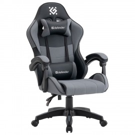 Кресло компьютерное DEFENDER Strider, 2 подушки, ткань/экокожа, черное/серое, ш/к 26715, 64056