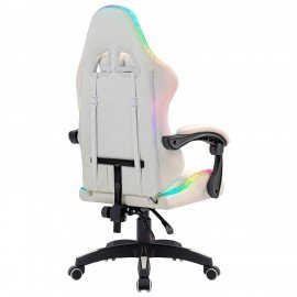 Кресло компьютерное DEFENDER Energy, 2 подушки, RGB подсветка, экокожа, белое, ш/к 24605, 64557