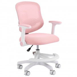 Кресло детское с подставкой для ног BRABIX KIDS MG-215, сетка/ткань TW, розовое, 533311
