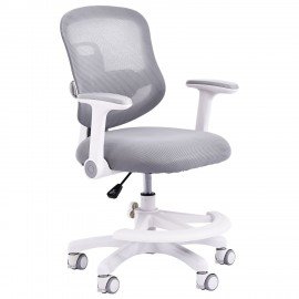 Кресло детское с подставкой для ног BRABIX KIDS MG-215, сетка/ткань TW, серое, 533313