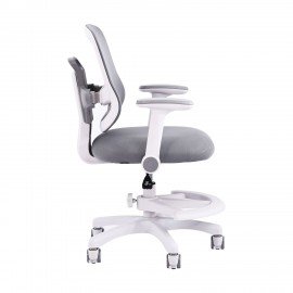 Кресло детское с подставкой для ног BRABIX KIDS MG-215, сетка/ткань TW, серое, 533313