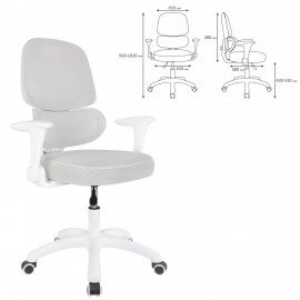Кресло детское с поясничной поддержкой BRABIX KIDS "MG-225", сетка/ткань TW, серое, 533318