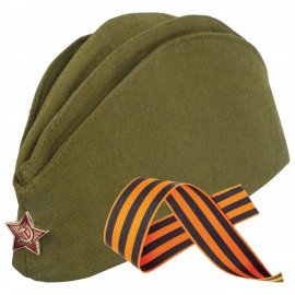 Пилотка военная двуслойная с ГЕОРГИЕВСКОЙ ЛЕНТОЙ, металлическая звезда, размер 56 (универс.), ПЛ-11Л