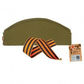 Пилотка военная двуслойная с ГЕОРГИЕВСКОЙ ЛЕНТОЙ, металлическая звезда, размер 56 (универс.), ПЛ-11Л