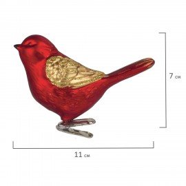 Украшение ёлочное "Птички" 2 шт., 11 см, пластик, цвет: красный/золотистый, ЗОЛОТАЯ СКАЗКА, 590893