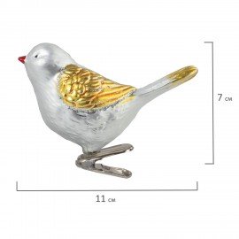 Украшение ёлочное "Птички" 2 шт., 11 см, пластик, цвет: серебристый/золотистый, ЗОЛОТАЯ СКАЗКА, 590895